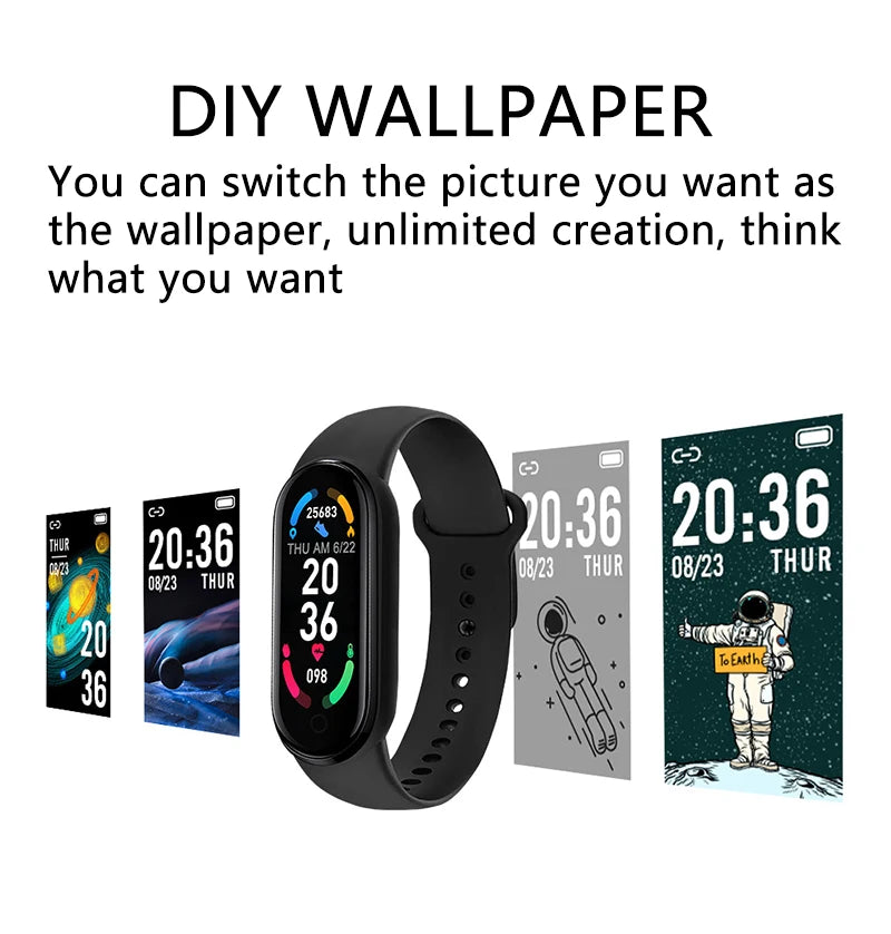 M6 Fitness Smartwatch für Männer & Frauen, Herzfrequenz