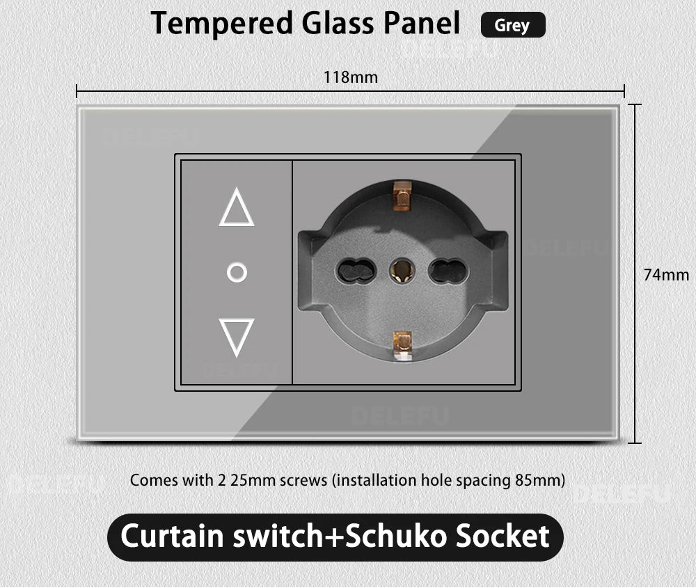 Grau Glas Smart Steckdose USB C & Wifi Schalter