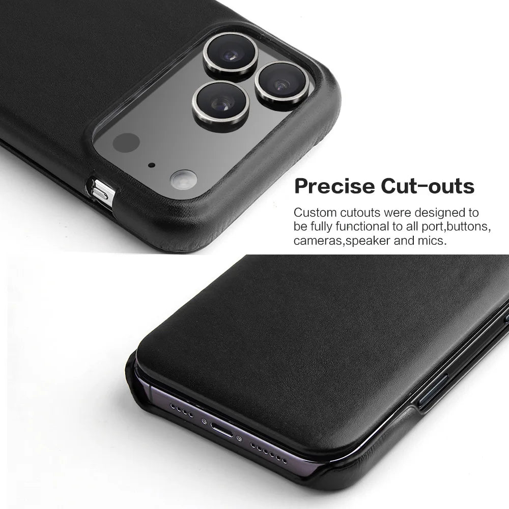 Premium Leder Flip Cover Hülle iPhone 17 Pro Max