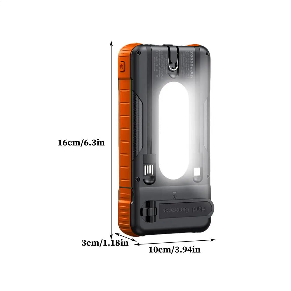Solar Power Bank with Flashlight &amp; Hand Crank