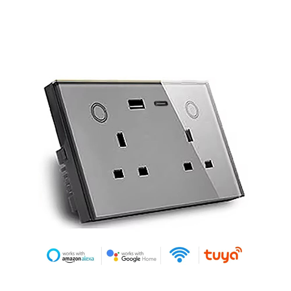 Smart WiFi socket UK Dual with USB-C 20W