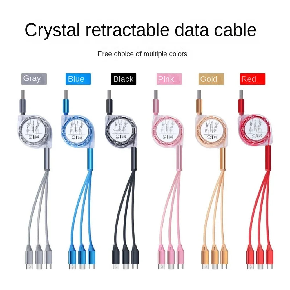 3-in-1 Einziehbares USB-Ladekabel