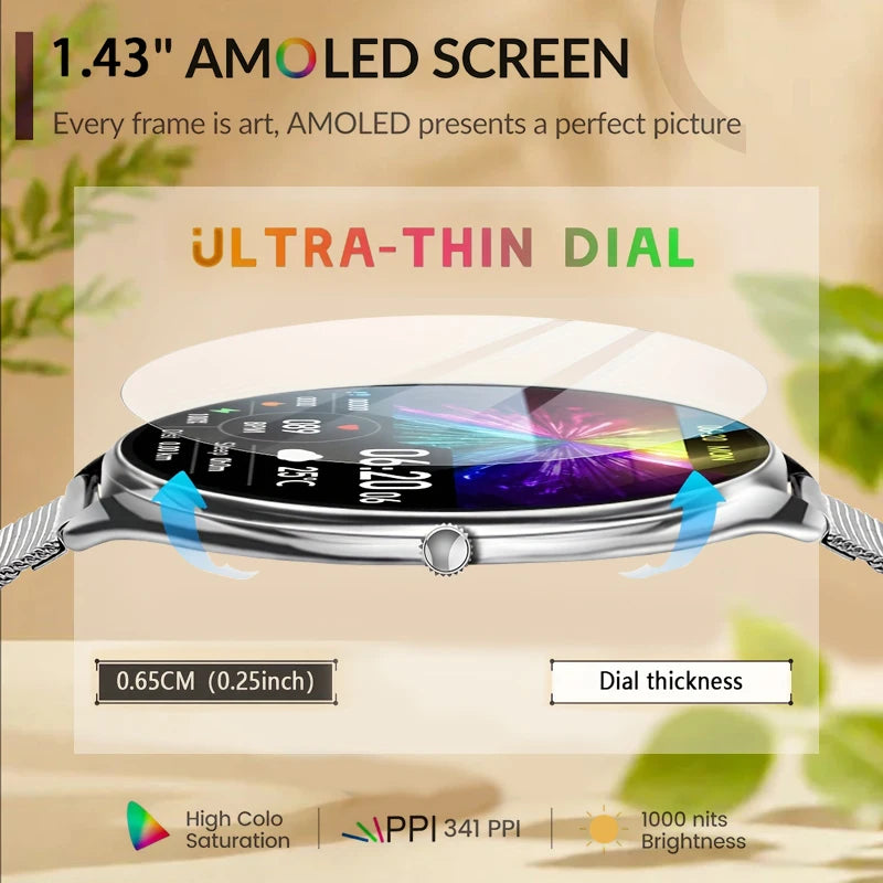 Ultra dünne Smartwatch 1,43" AMOLED HD Display