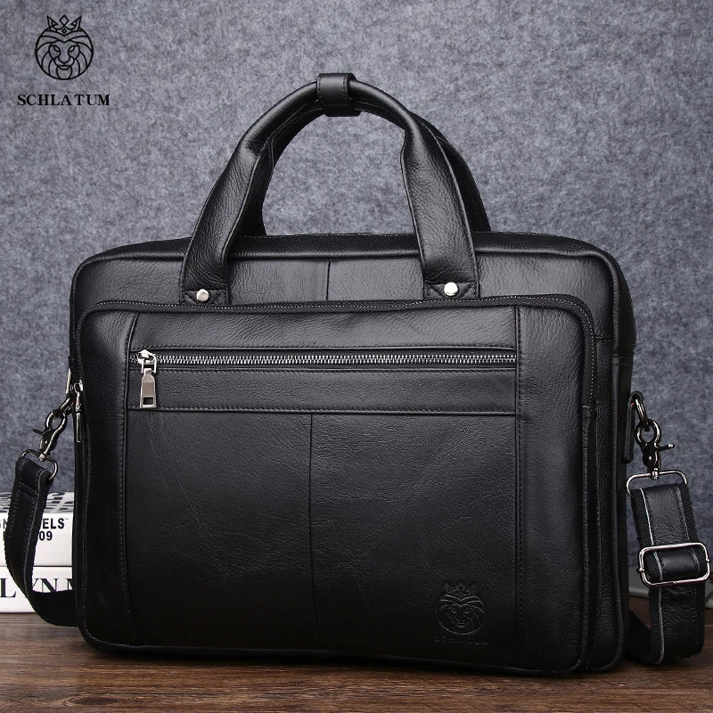SCHLATUM Leder Business Aktentasche 16 Zoll