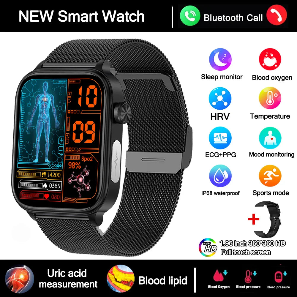 Smartwatch 2025 mit EKG, Harnsäure & Blutfette Analyse