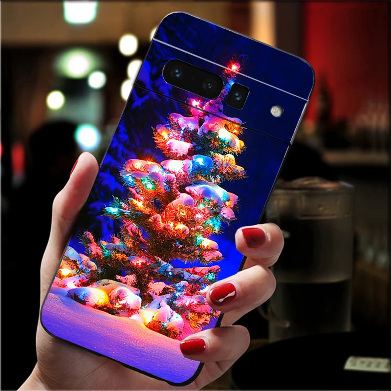 Soft Christmas TPU case for Google Pixel 8 and 9 series, shockproof, flexible, non-slip, durable, perfect fit, festive silicone case