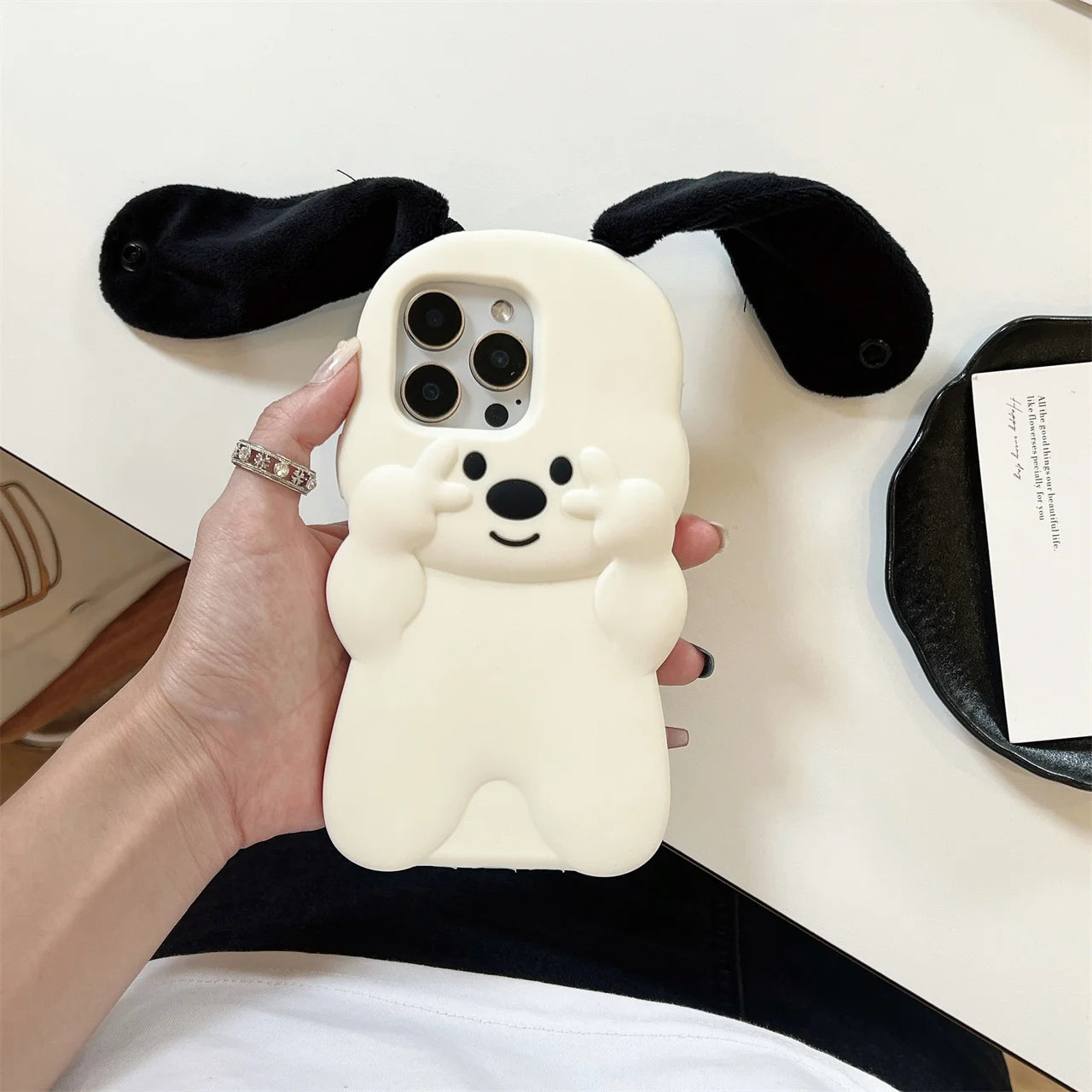 Lustige 3D Hund Handyhülle mit Ohren für iPhone