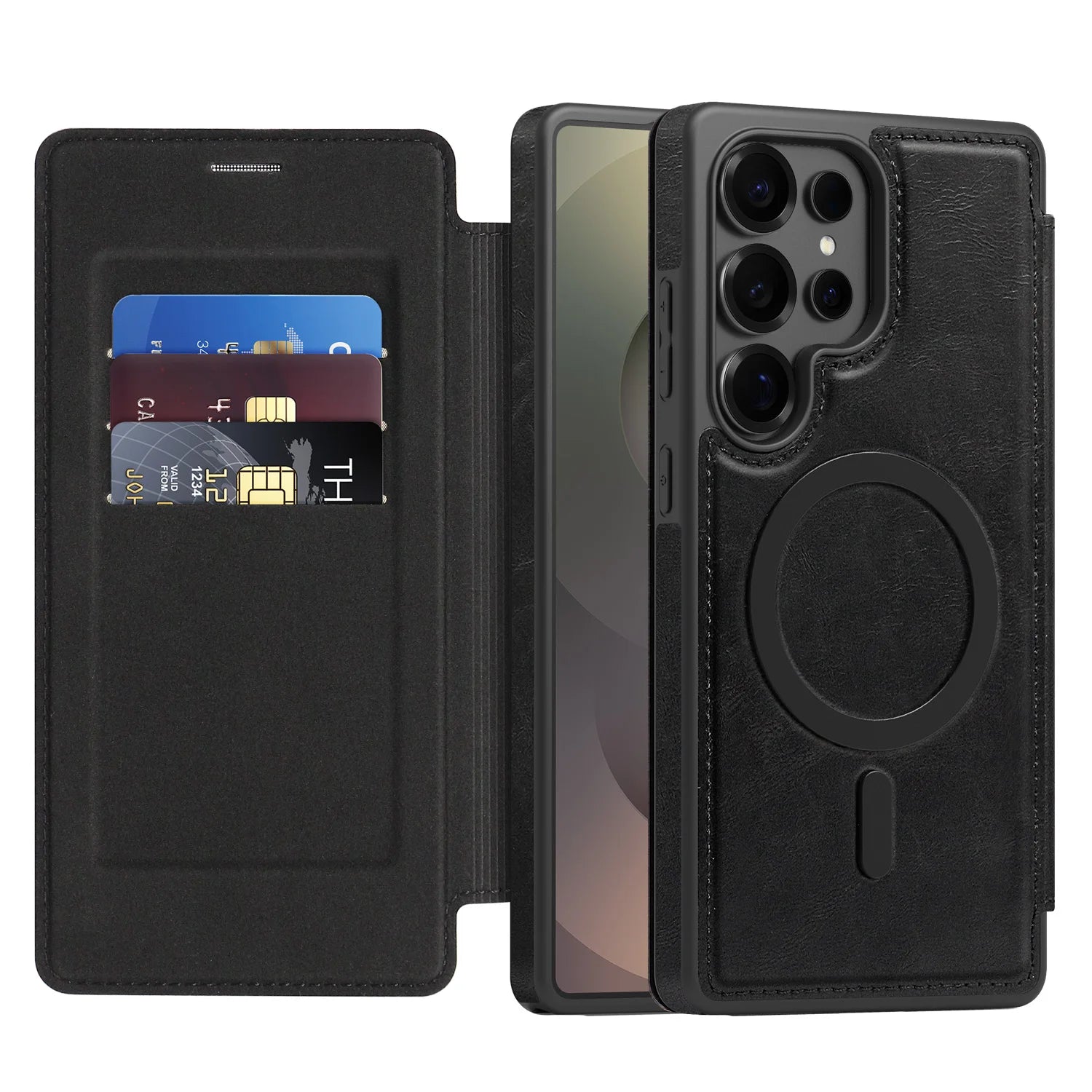 Luxus Lederhülle mit RFID & MagSafe für Galaxy S25