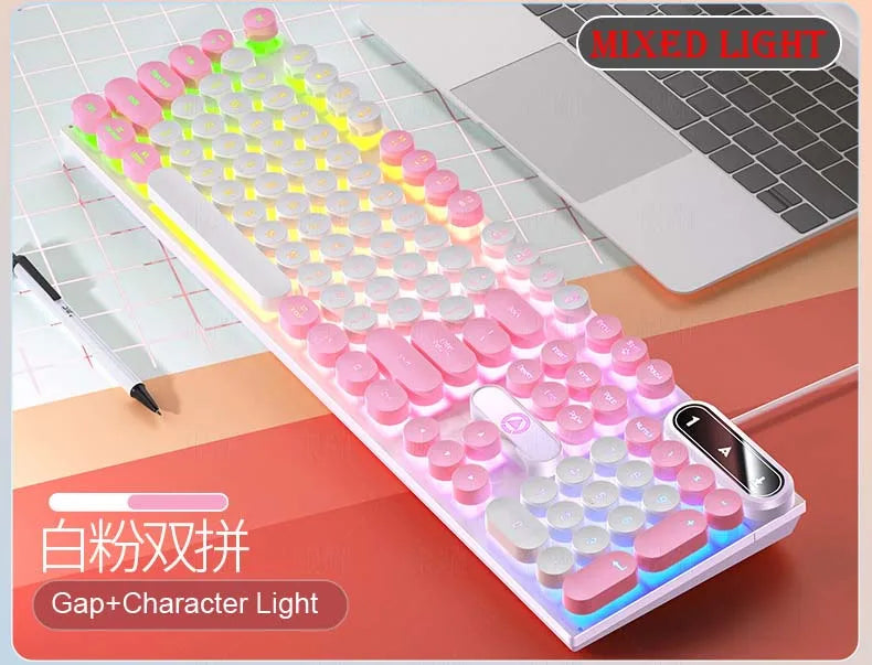 K500 Rosa Gaming-Tastatur, 104 Tasten, kabelgebunden
