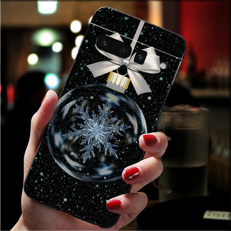 Soft Christmas TPU case for Google Pixel 8 and 9 series, shockproof, flexible, non-slip, durable, perfect fit, festive silicone case