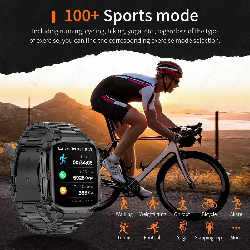 LIGE Outdoor Smartwatch mit LED & BT-Anruf 2024