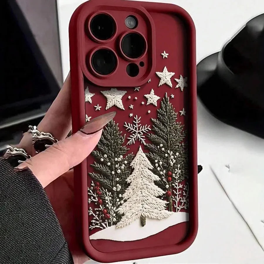 Cute Christmas phone case with red chain for Pixel