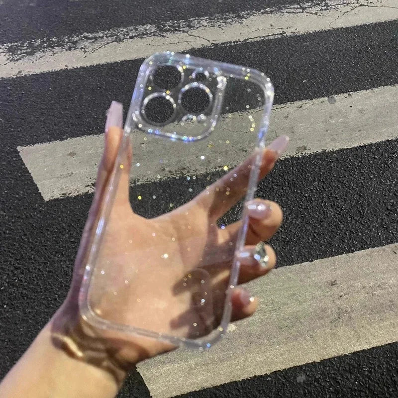 Glitzer Klare Silikonhülle iPhone 11-16