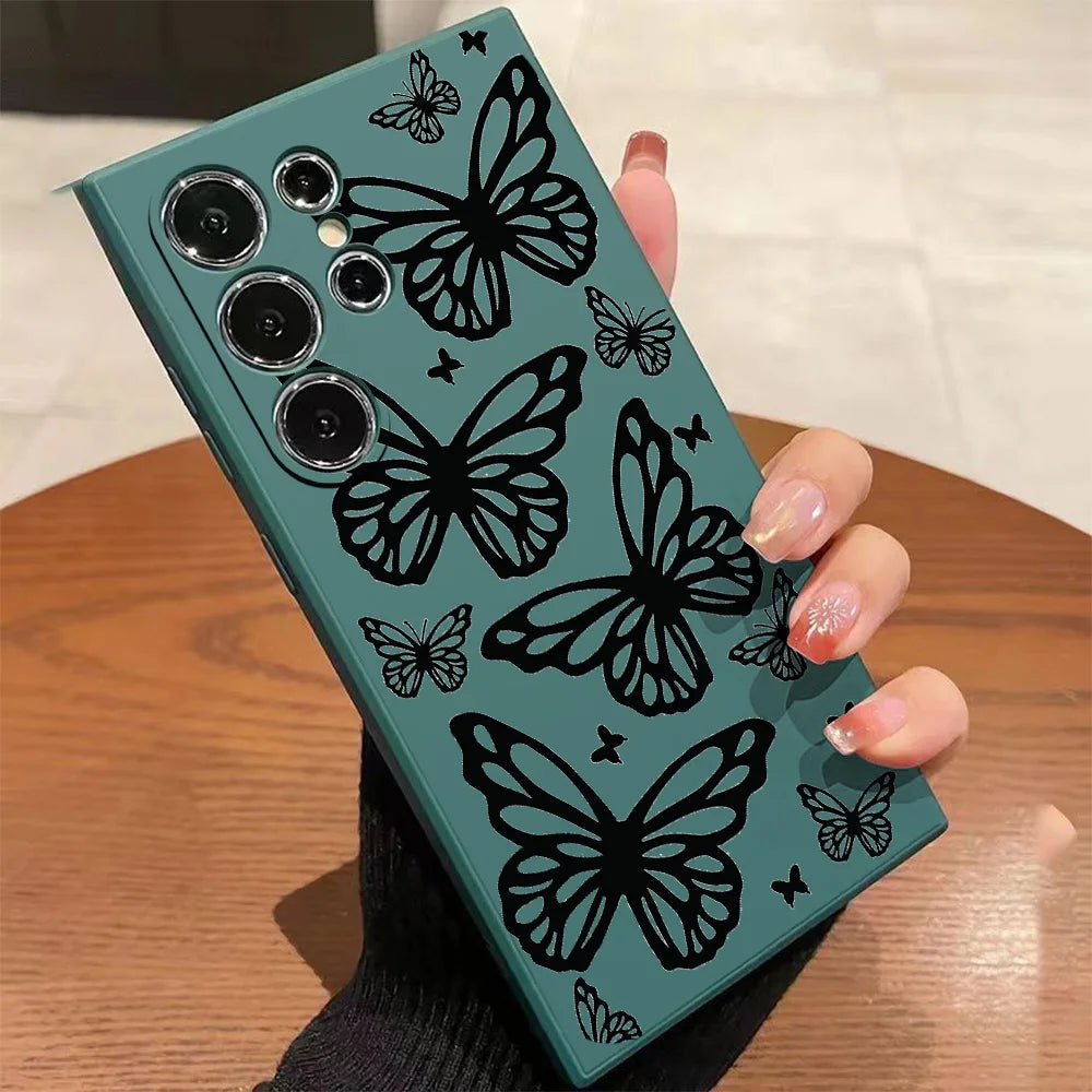 Schmetterling Hülle Schwarz für Samsung Galaxy