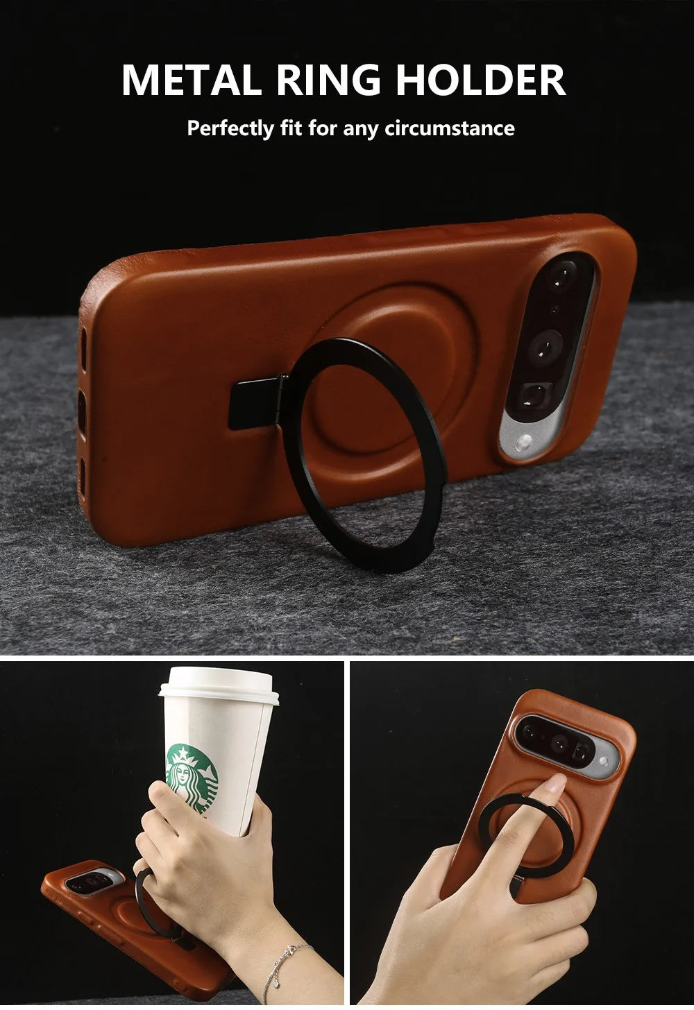 Luxus Lederhülle mit Magnethalter für Google Pixel 10