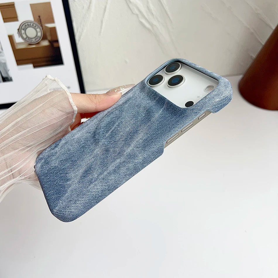 Magnetische Denim Magsafe Hülle Stoßfest Randlos