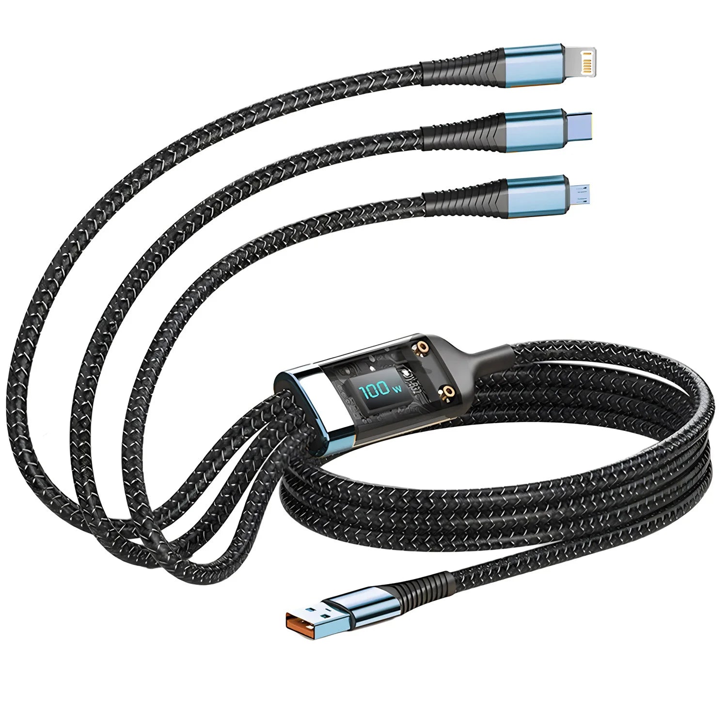 100W Schnellladekabel 3-in-1 Nylon