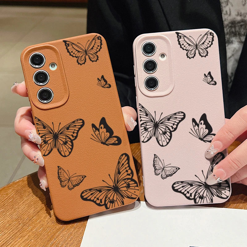 Elegante Schmetterlingshülle mit Leder-Optik für Samsung