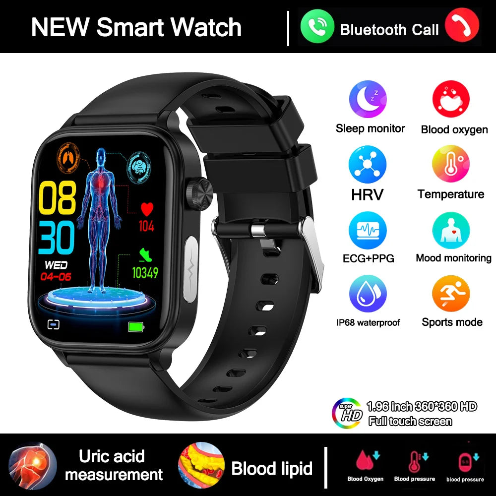 Smartwatch 2025 mit EKG, Harnsäure & Blutfette Analyse