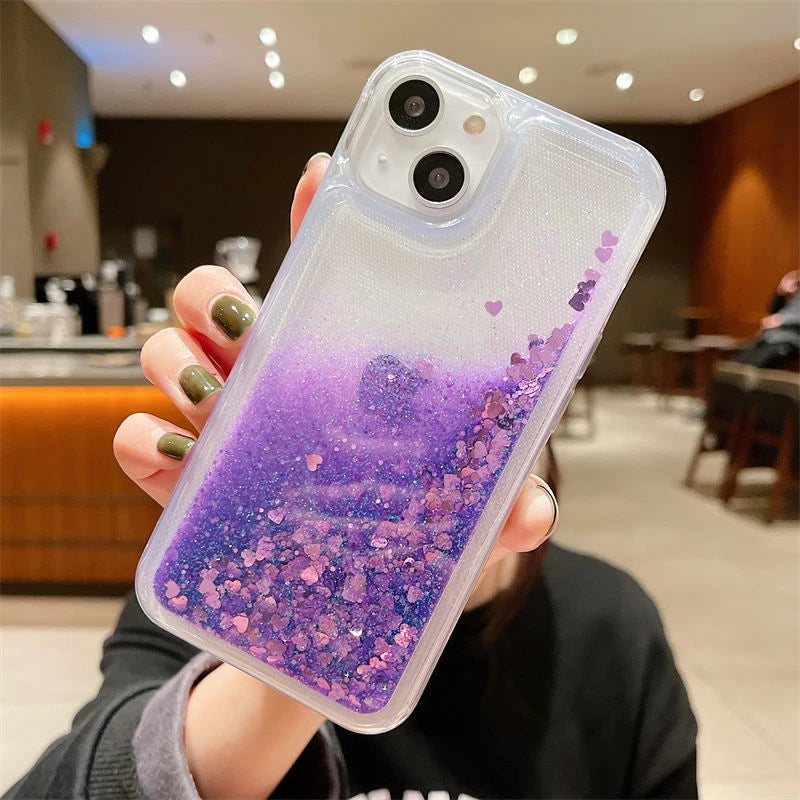Flüssige Glitzerherz-Hülle für iPhone 17 Pro Max