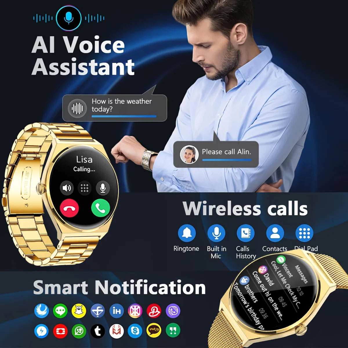 Ultra dünne Smartwatch 1,43" AMOLED HD Display