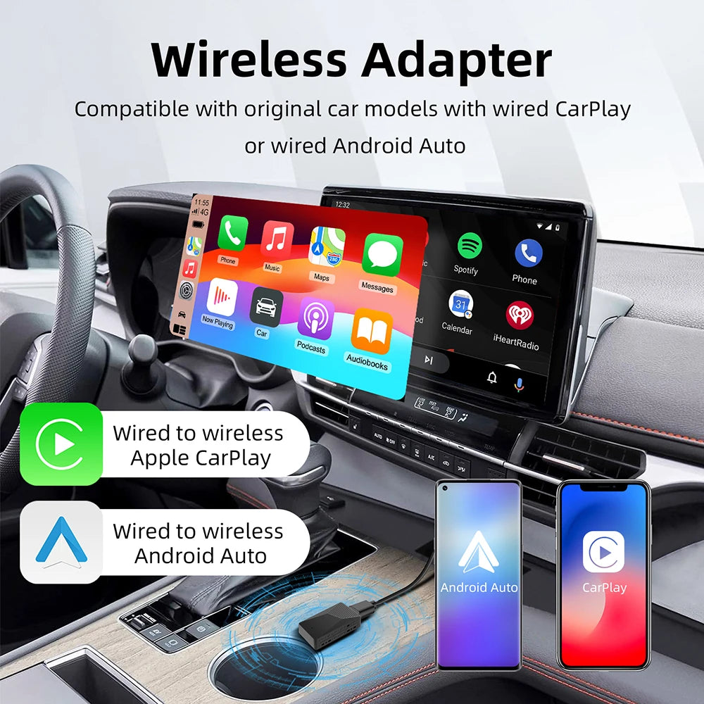 2-in-1 AI Box Mini Adapter CarPlay Android Auto