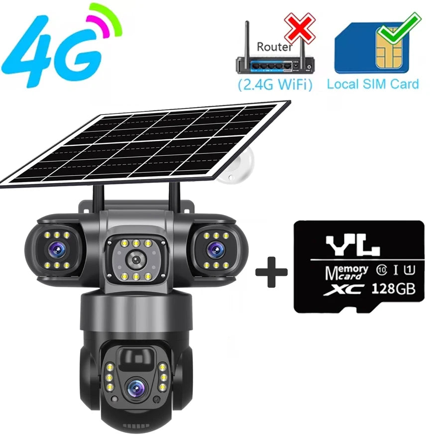 15MP Solar WLAN Kamera mit 3 Objektiven, 360° Sicht