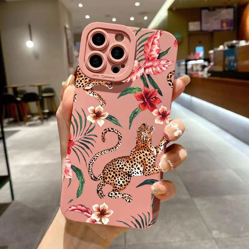 Floral Leopard Silicone Case iPhone