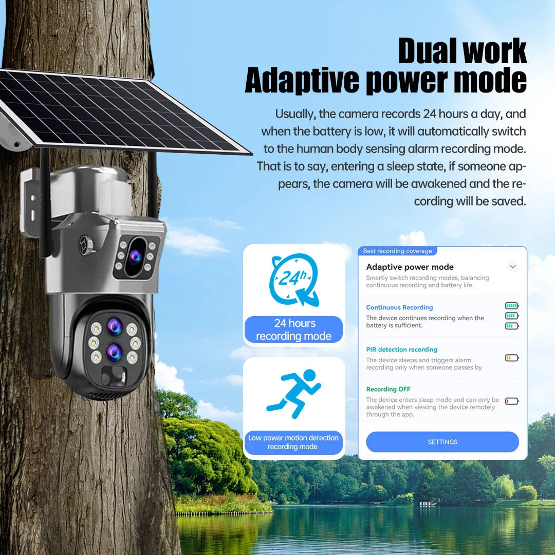 Solar Outdoor Kamera 12MP 6K 4G SIM 10X Zoom PTZ