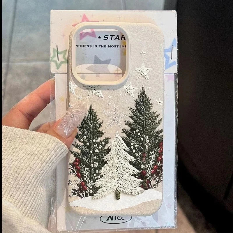 Handyhülle für Samsung S25 PU Leder Weihnachtsbaum