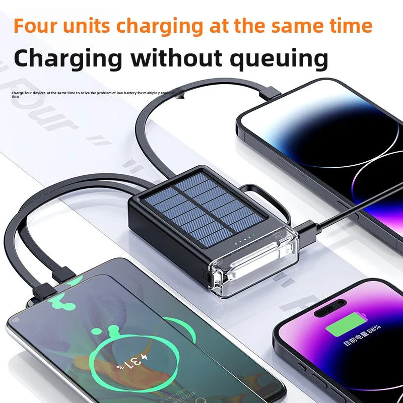 Mini solar power bank 20000 mAh with integrated cable