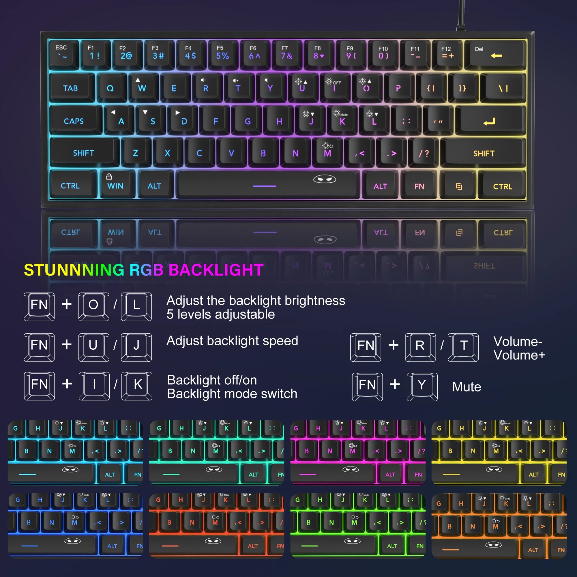 MageGee TS91 60 % Mini RGB Gaming-Tastatur