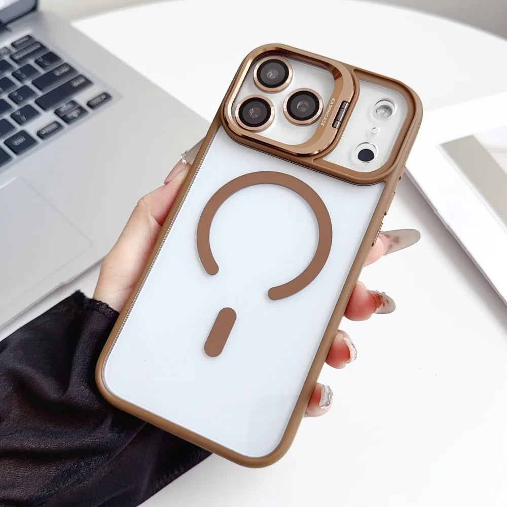 MagSafe Hülle für iPhone 17 Pro Max – Unsichtbarer Ständer, Kameraobjektivschutz, Transparent