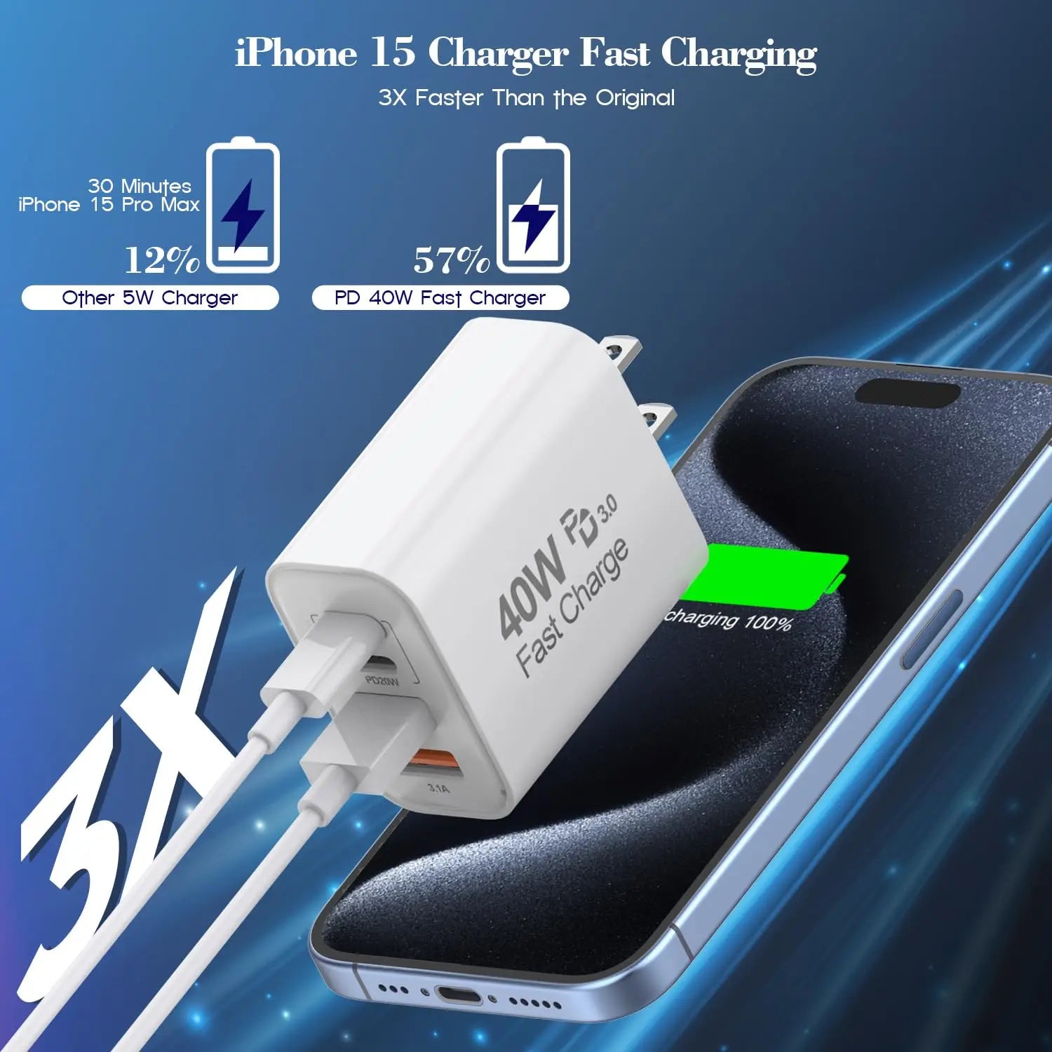 40W 4-Port USB Schnellladegerät Wandadapter