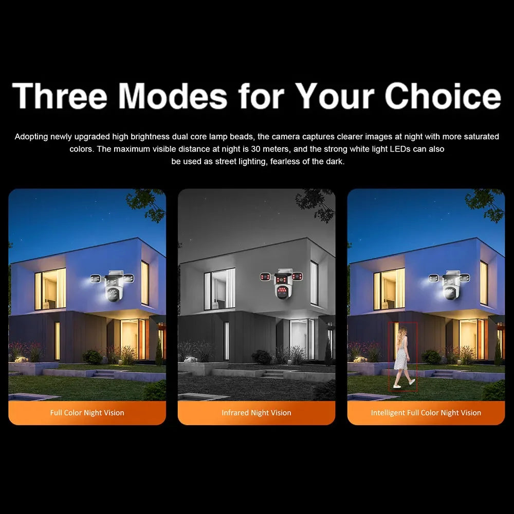 4K 8MP WLAN Überwachungskamera mit 4 Objektiven Outdoor