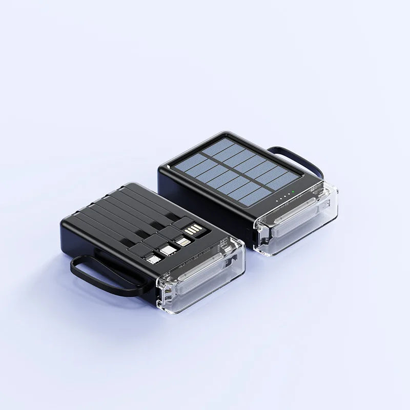Mini solar power bank 20000 mAh with integrated cable
