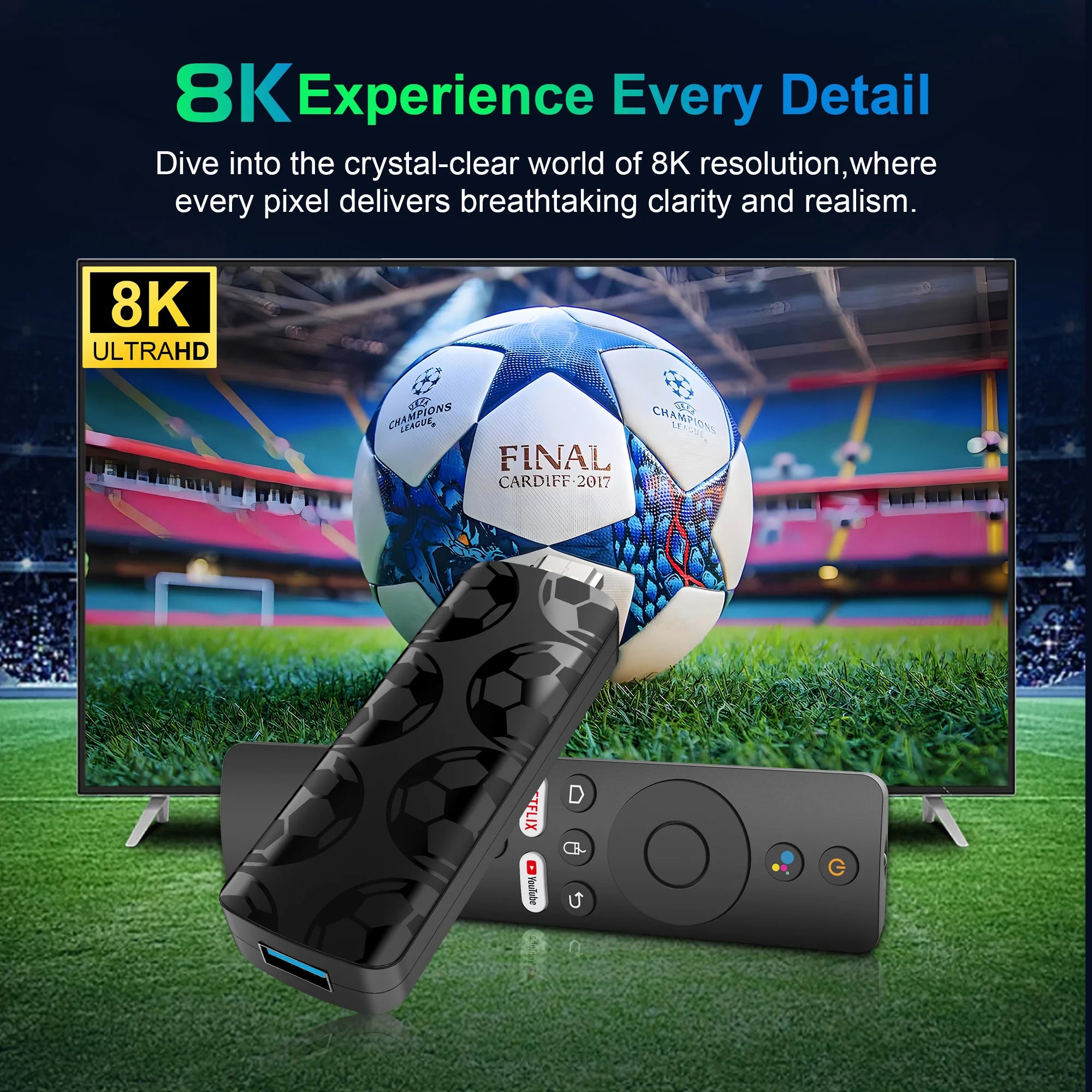 Android 14 4K Smart TV Stick with voice remote control