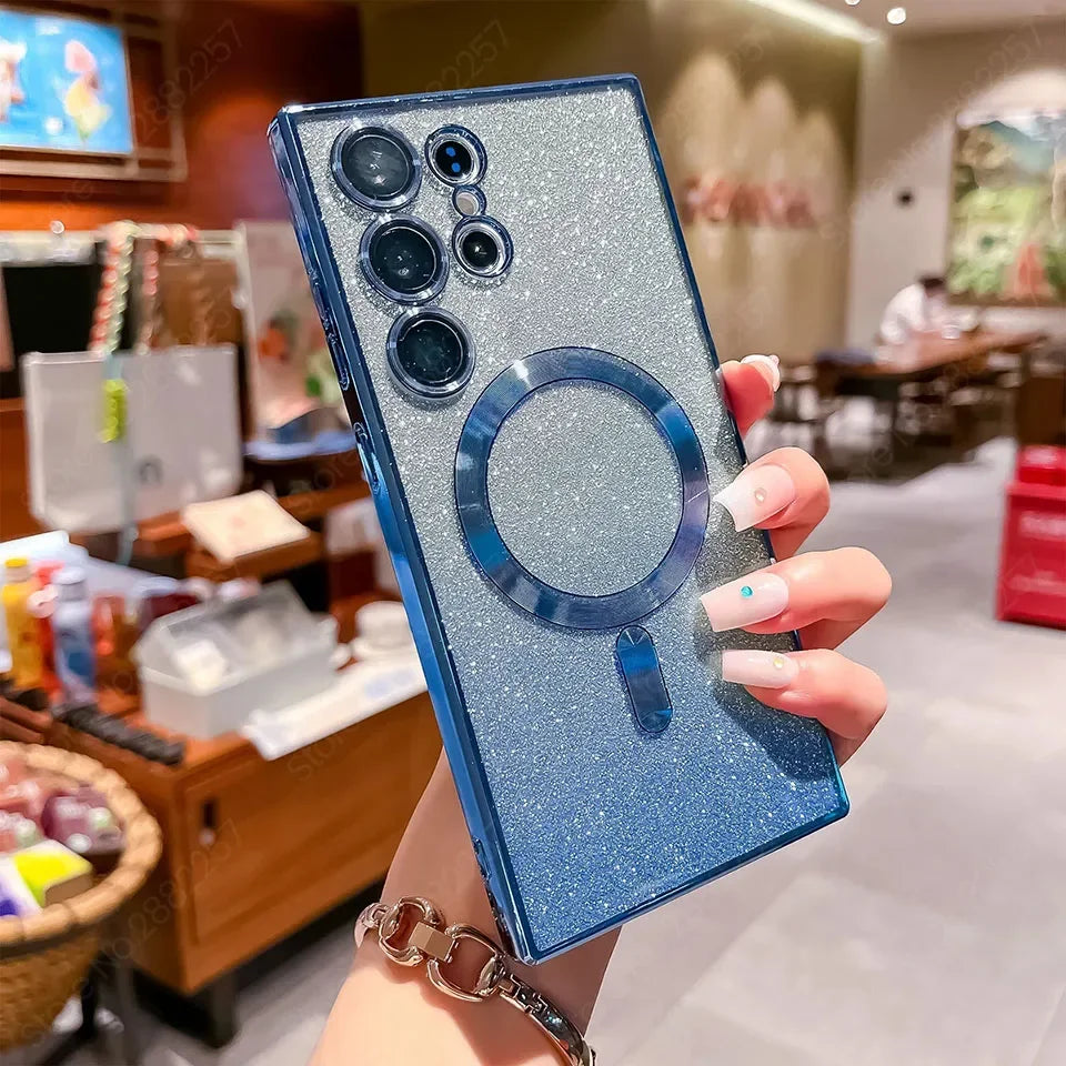 Glitzer Luxus Magnethülle für Samsung Galaxy S25