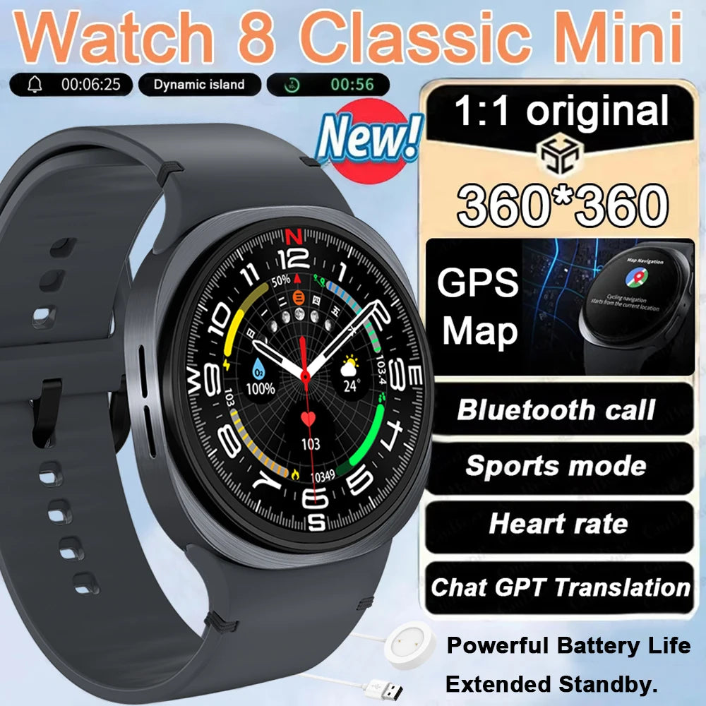 Neue 8 Mini GPS Smartwatch 2025 AMOLED Fitness
