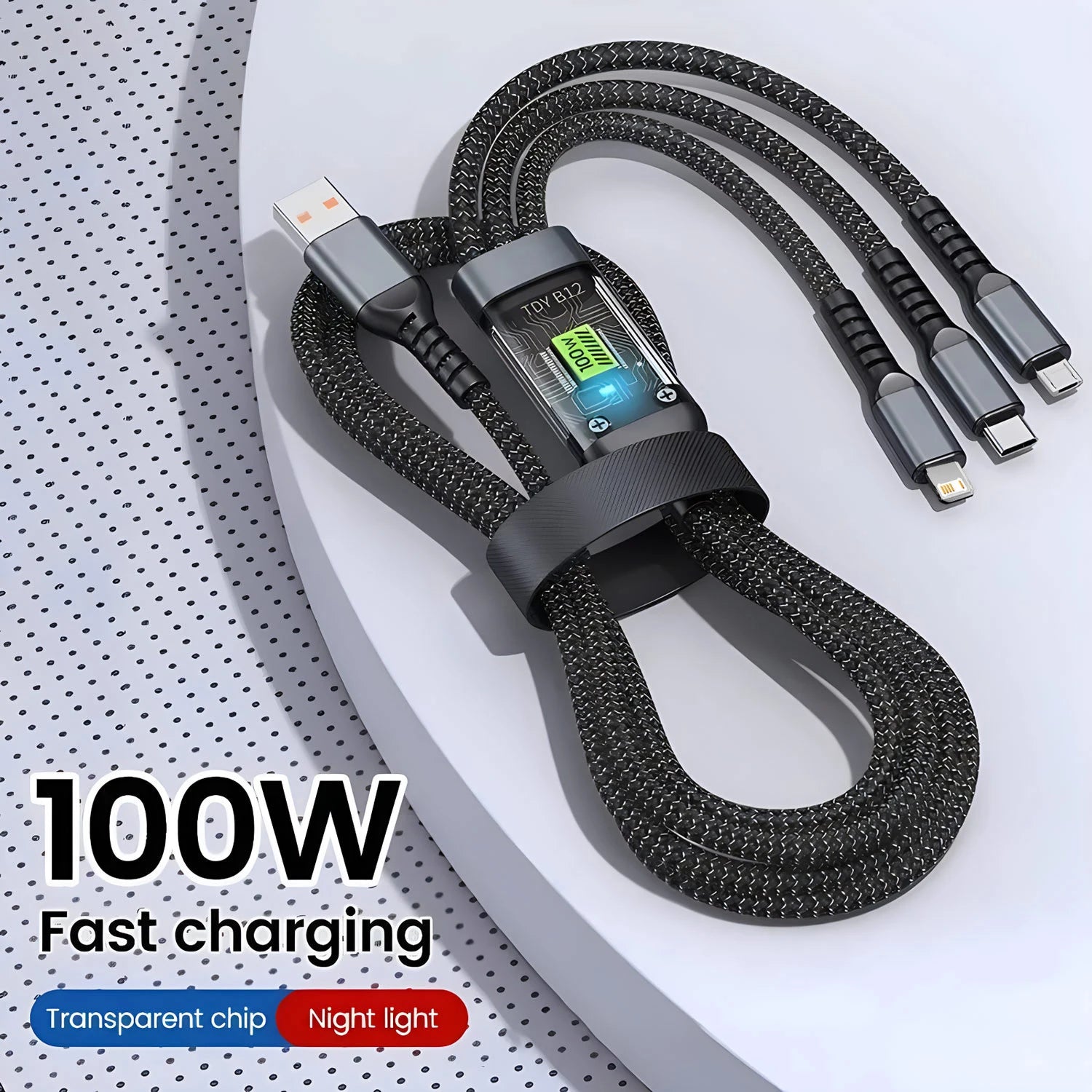 3-in-1 USB Schnellladekabel 100W 6A