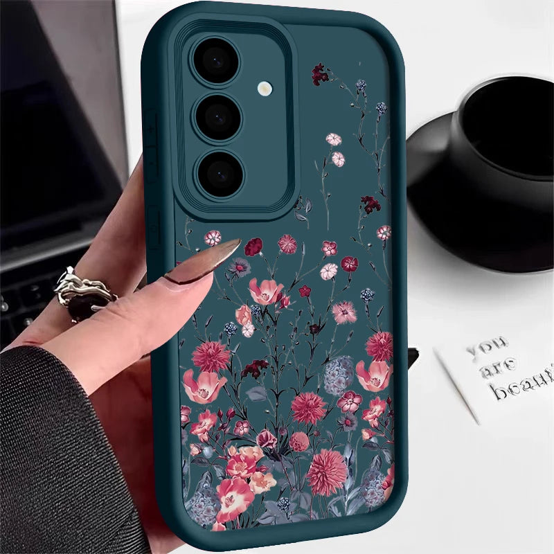 Elegante rote Blumenhülle für Samsung Galaxy & A-Serie