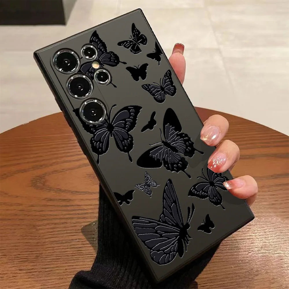 Schmetterling Hülle Schwarz für Samsung Galaxy