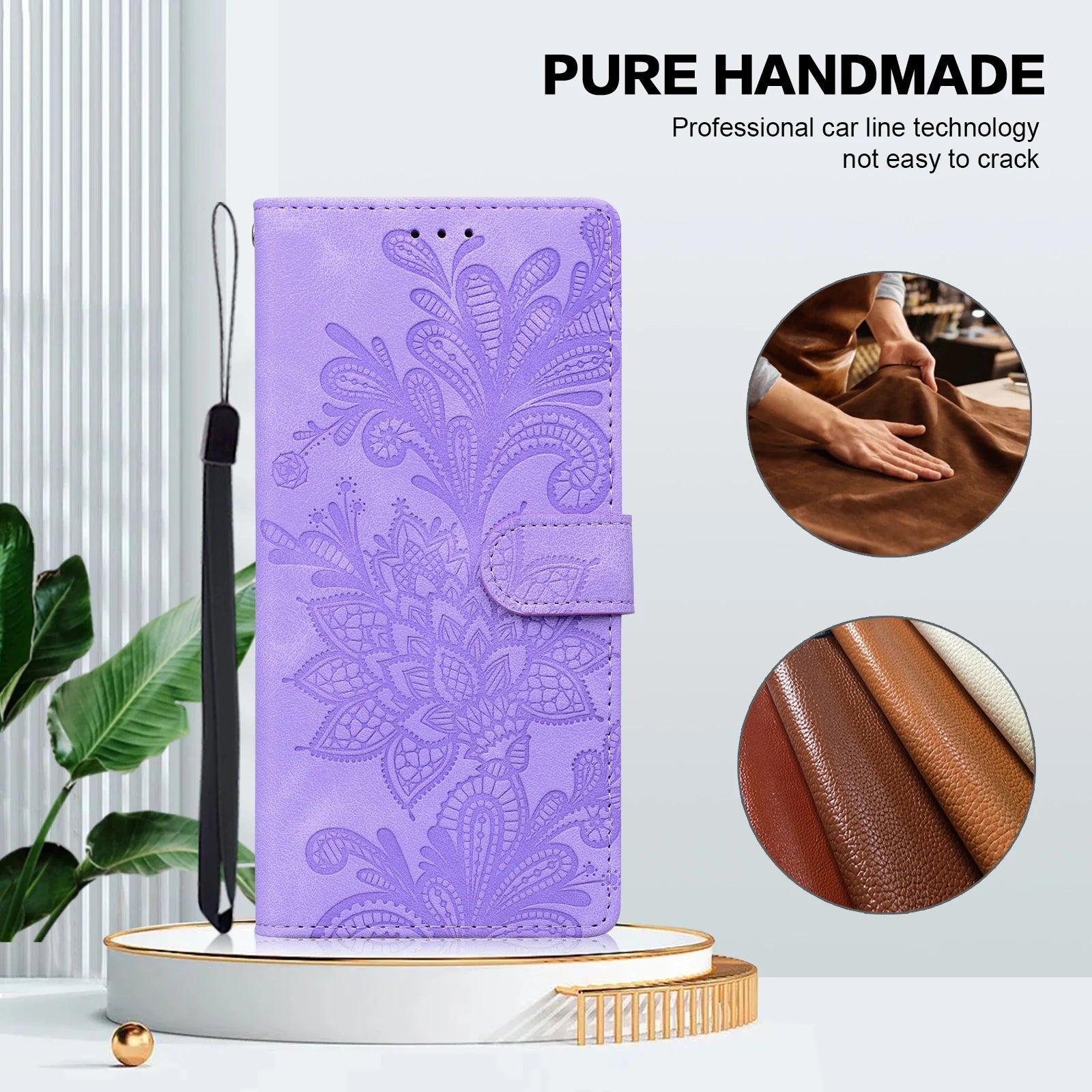Präge Leder Flip Hülle für Xiaomi Poco