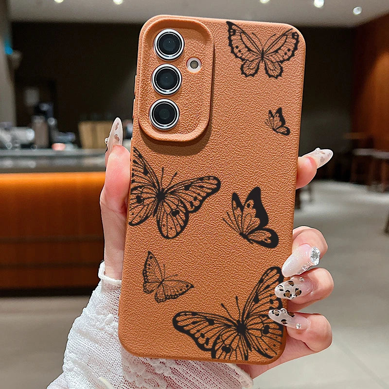 Elegante Schmetterlingshülle mit Leder-Optik für Samsung