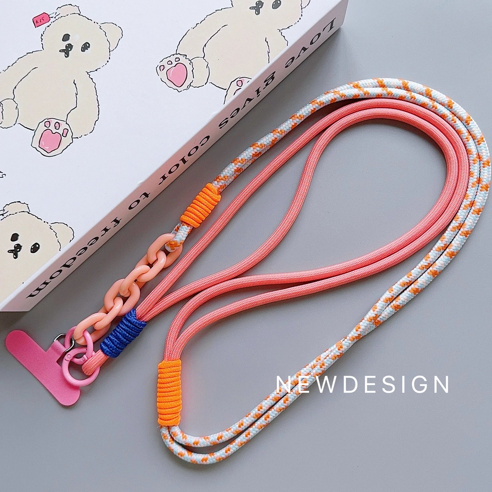 Verstellbares Leder-Handy-Lanyard mit Perlen