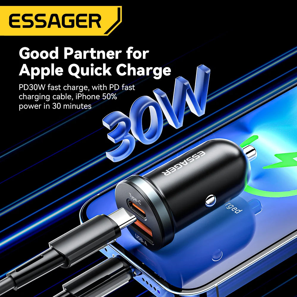 30W USB-C Autoladegerät Schnellladung
