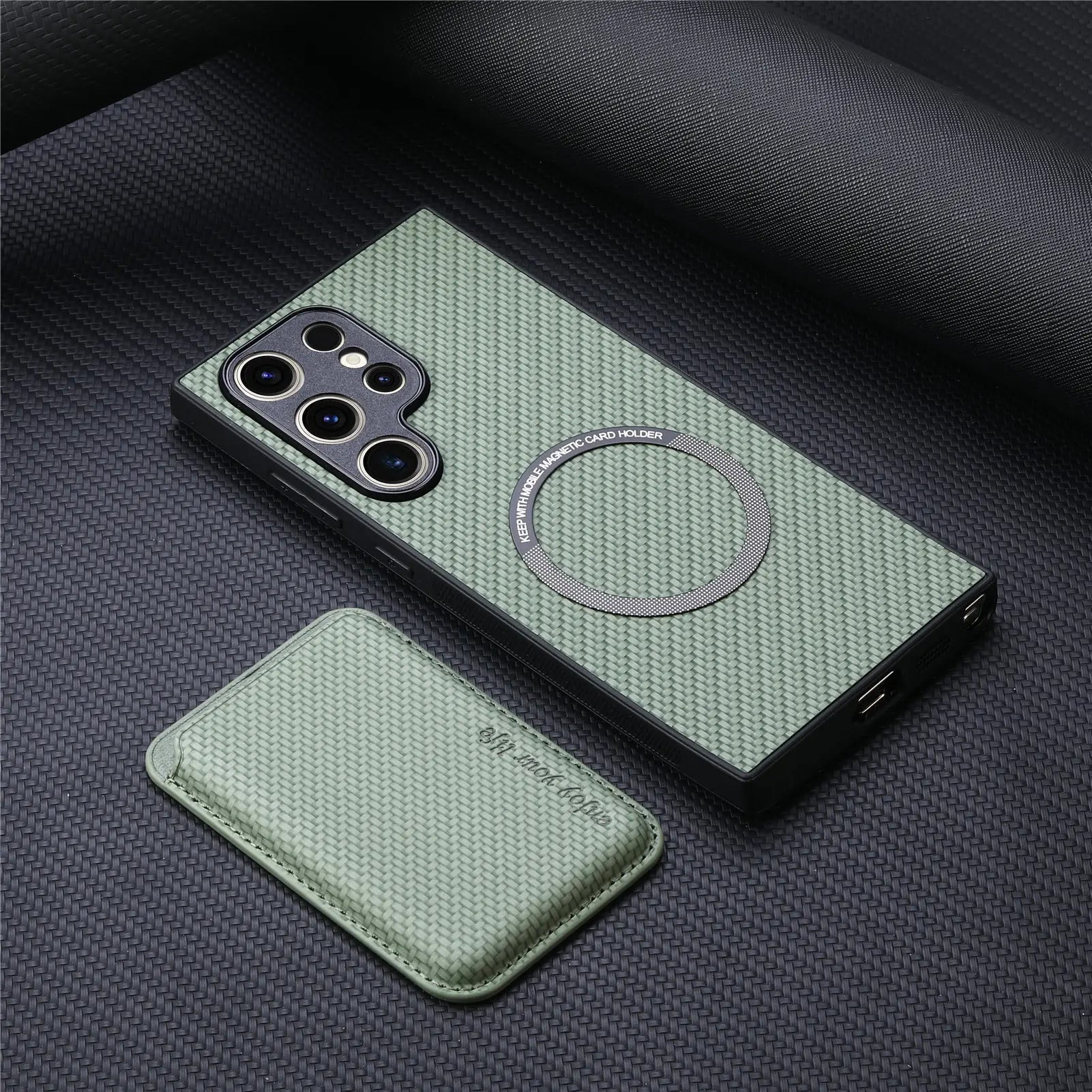Carbon PU Lederhülle Magsafe für Samsung Galaxy