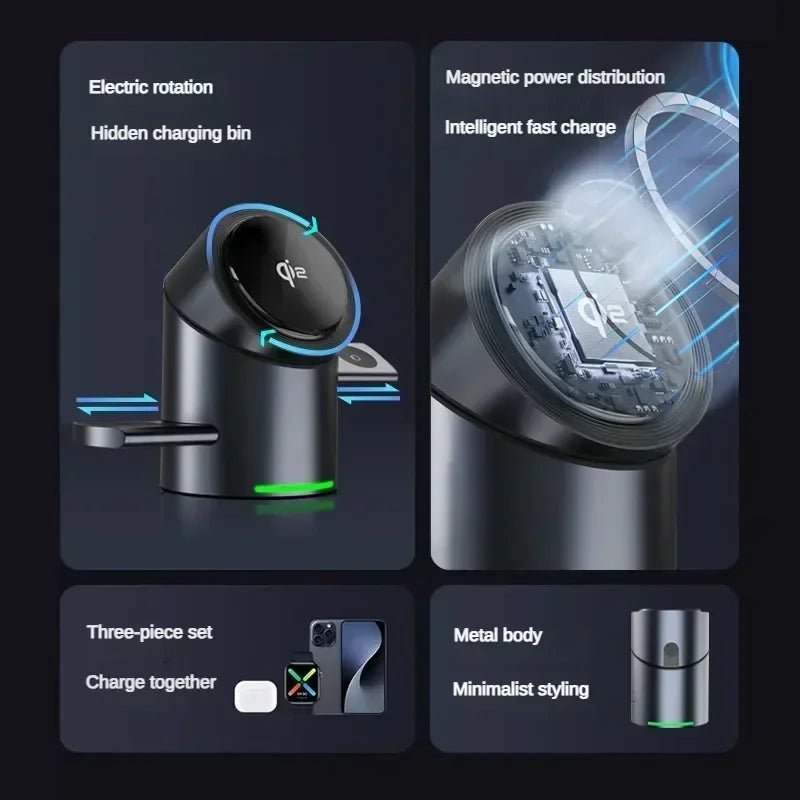 Qi2 3-in-1 Magnet Ladegerät mit Touch & Schnellladung