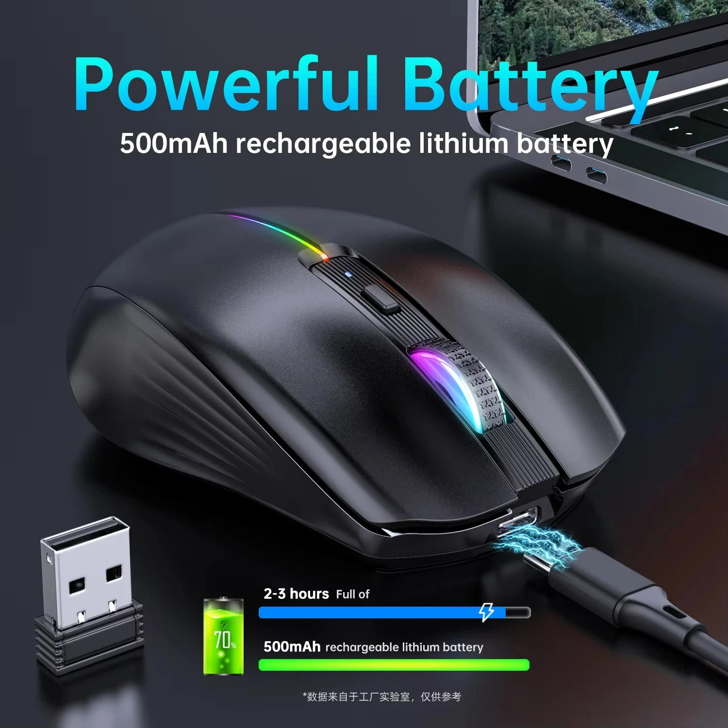 Leise Bluetooth Maus 2.4G mit Typ-C, 6 Tasten