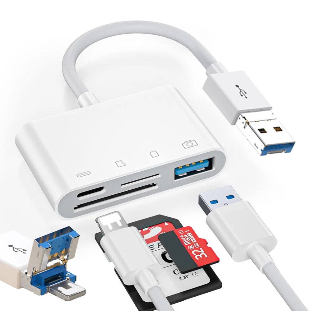 2in1 Flip USB Lightning SD TF Adapter iPhone iPad